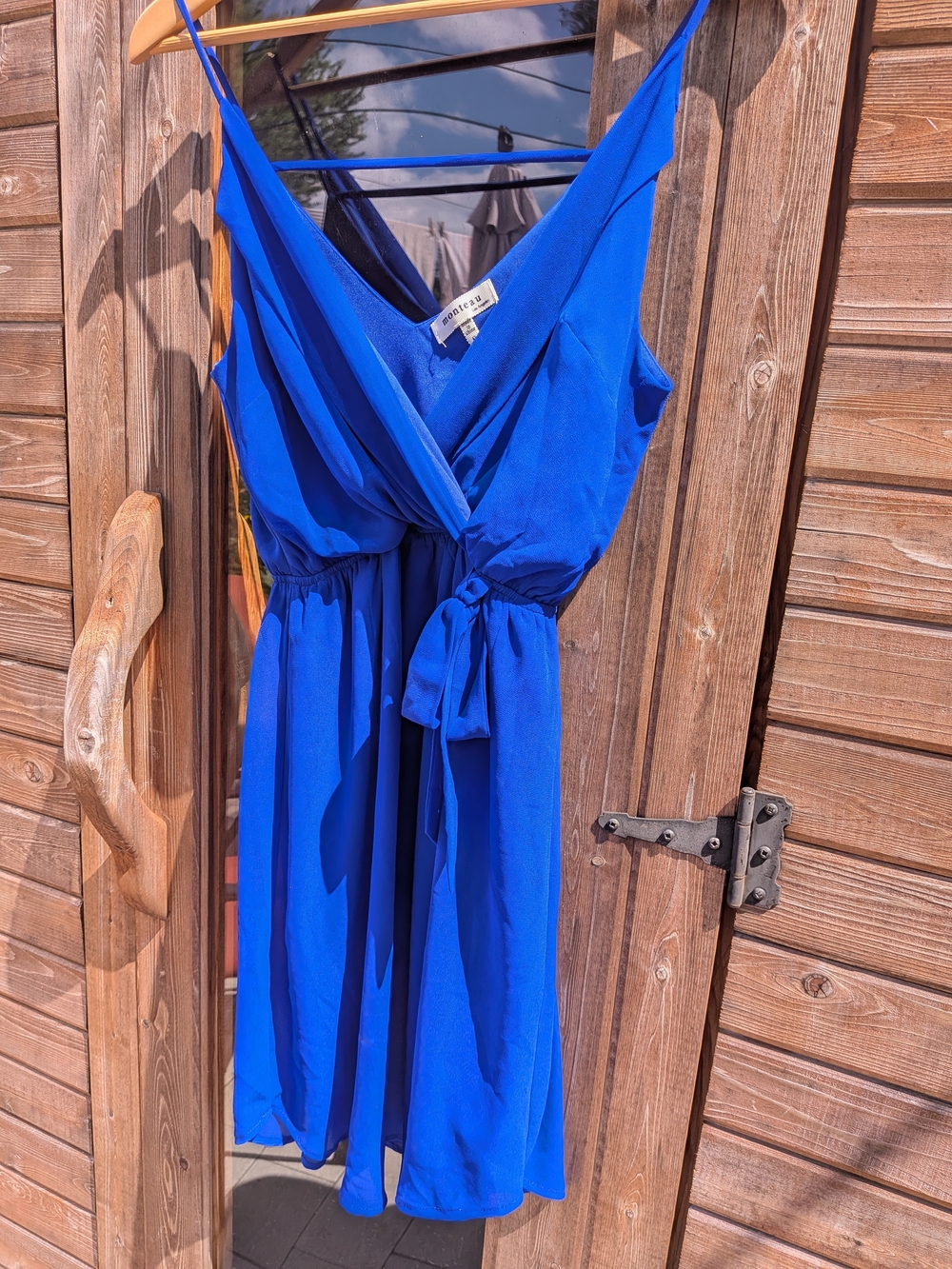 Monteau Cobalt Blue Wrap Midi Dress with Tie Waist